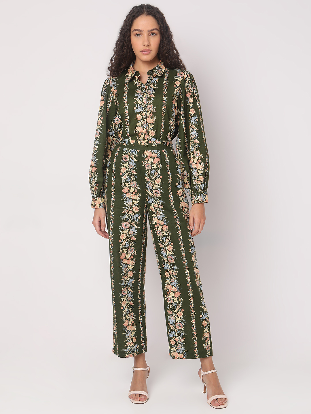 Vero Moda Women Floral Print Green Pant