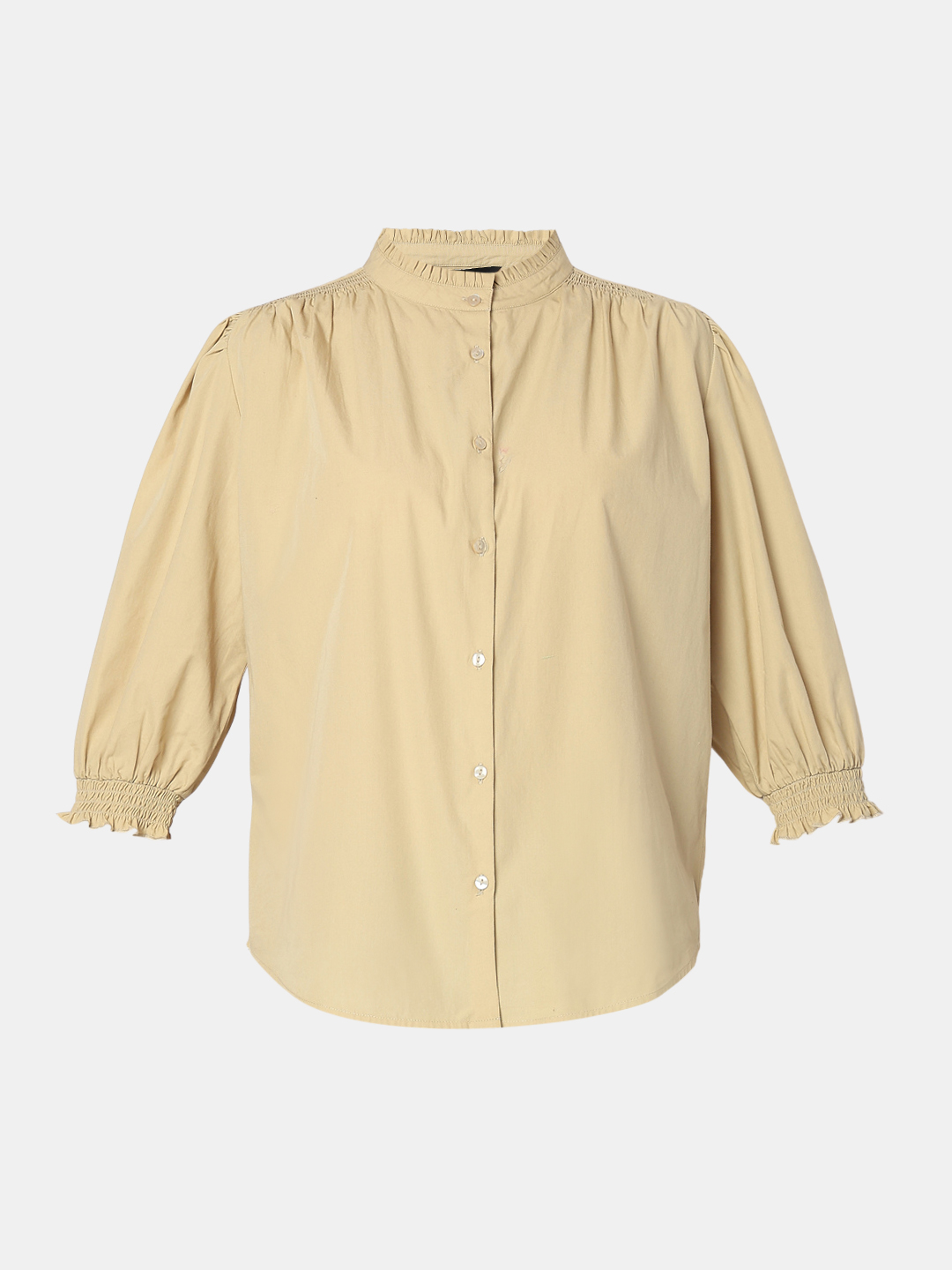 Vero Moda Women Solid Beige Top