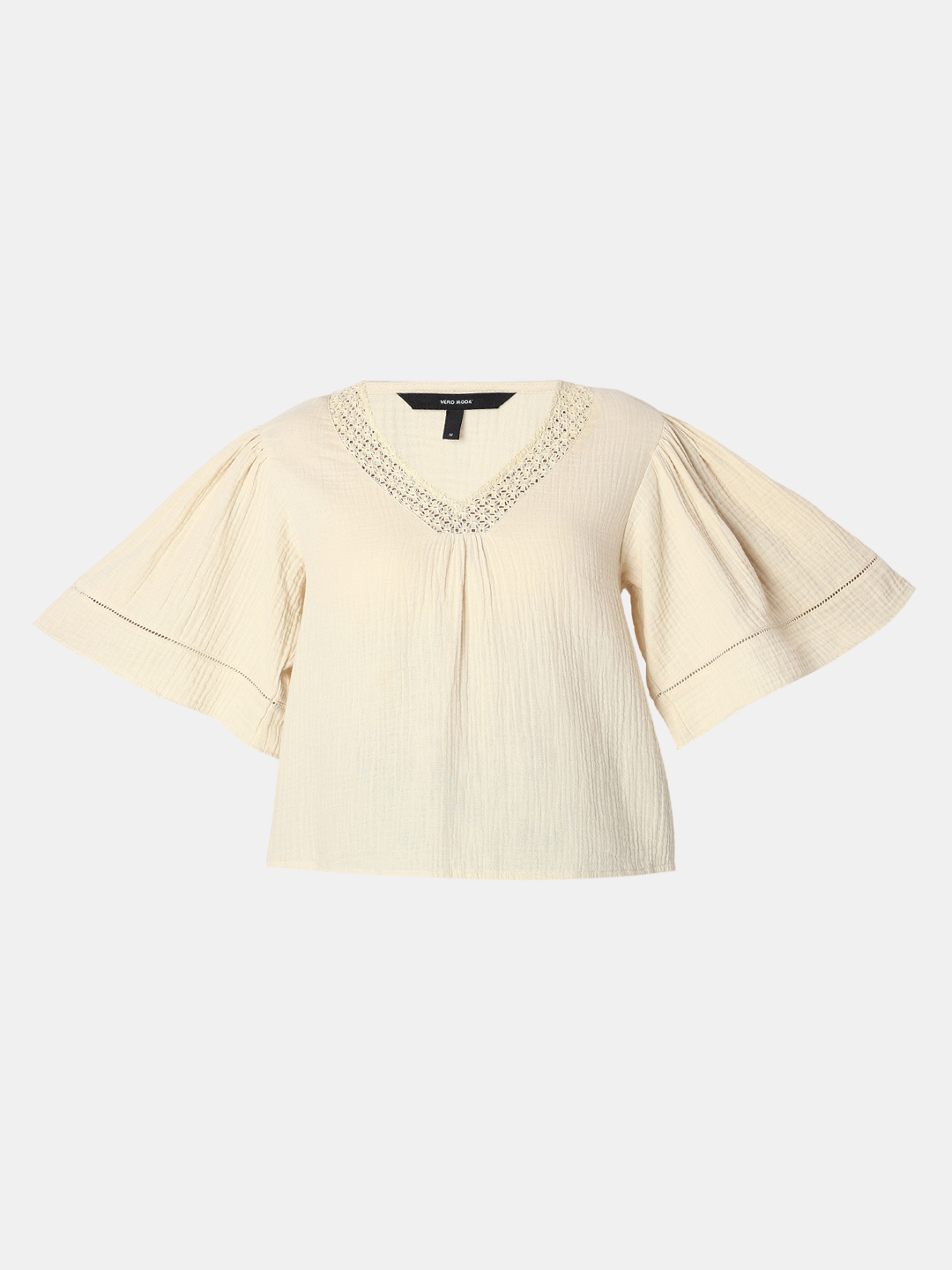 Vero Moda Women Solid Beige Top