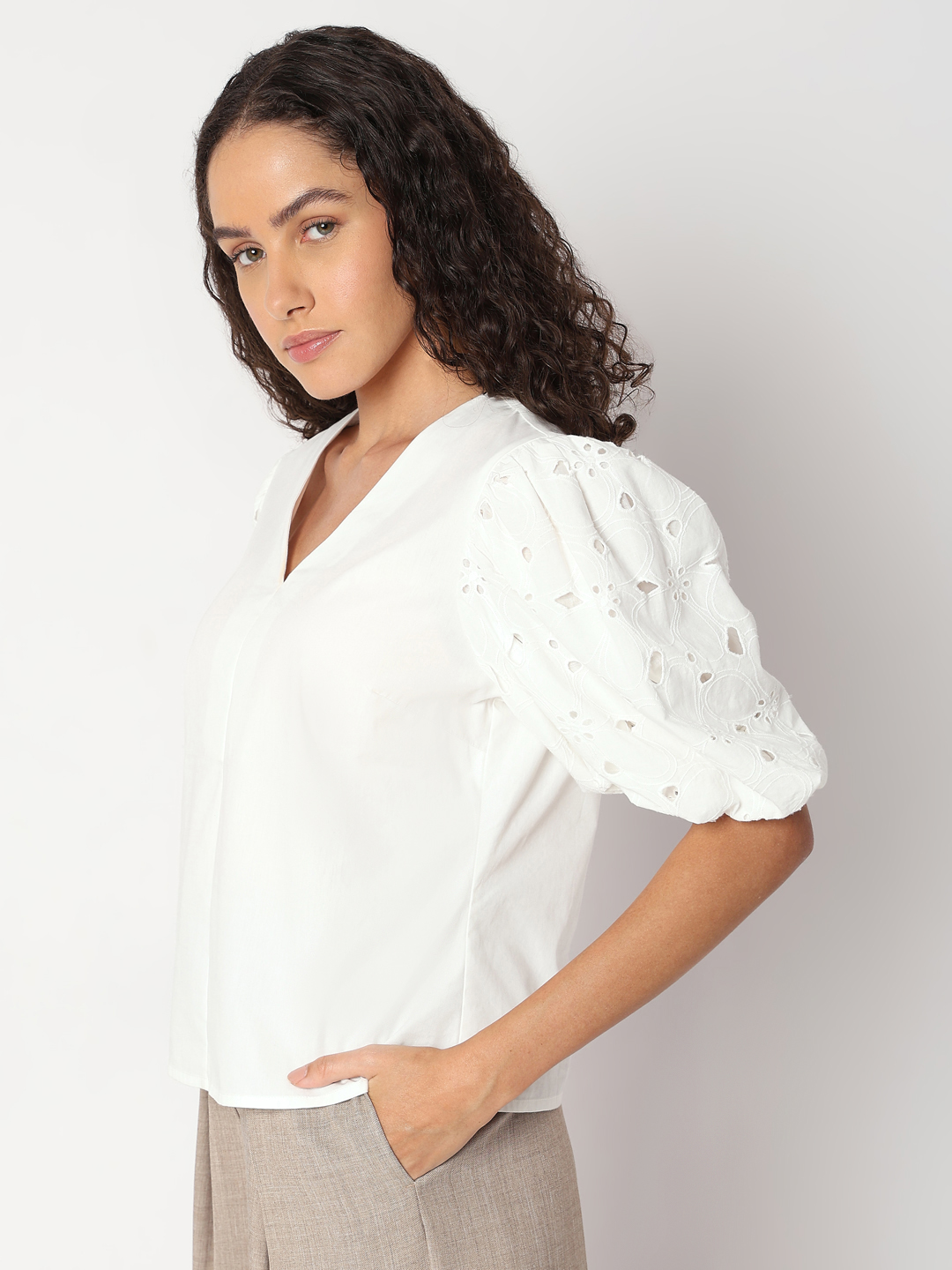 Vero Moda Women Solid White Top