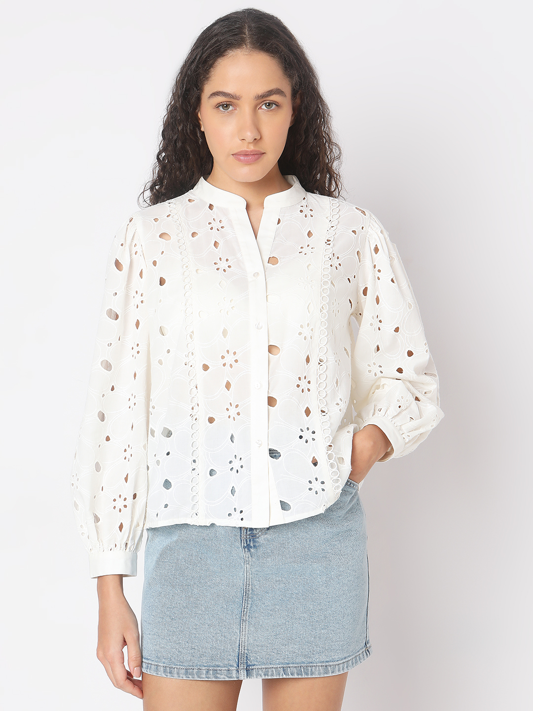Vero Moda Women Self Design White Top
