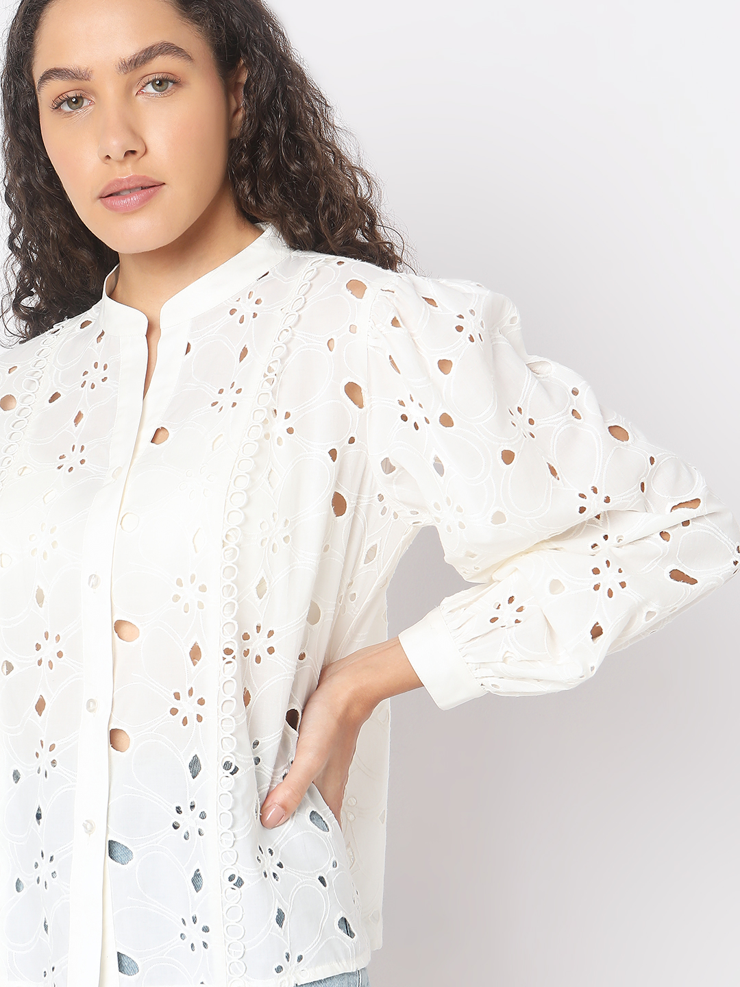 Vero Moda Women Self Design White Top